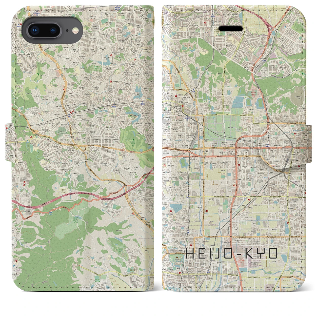 【平城京】地図柄iPhoneケース（手帳両面タイプ・ナチュラル）iPhone 8Plus /7Plus / 6sPlus / 6Plus 用