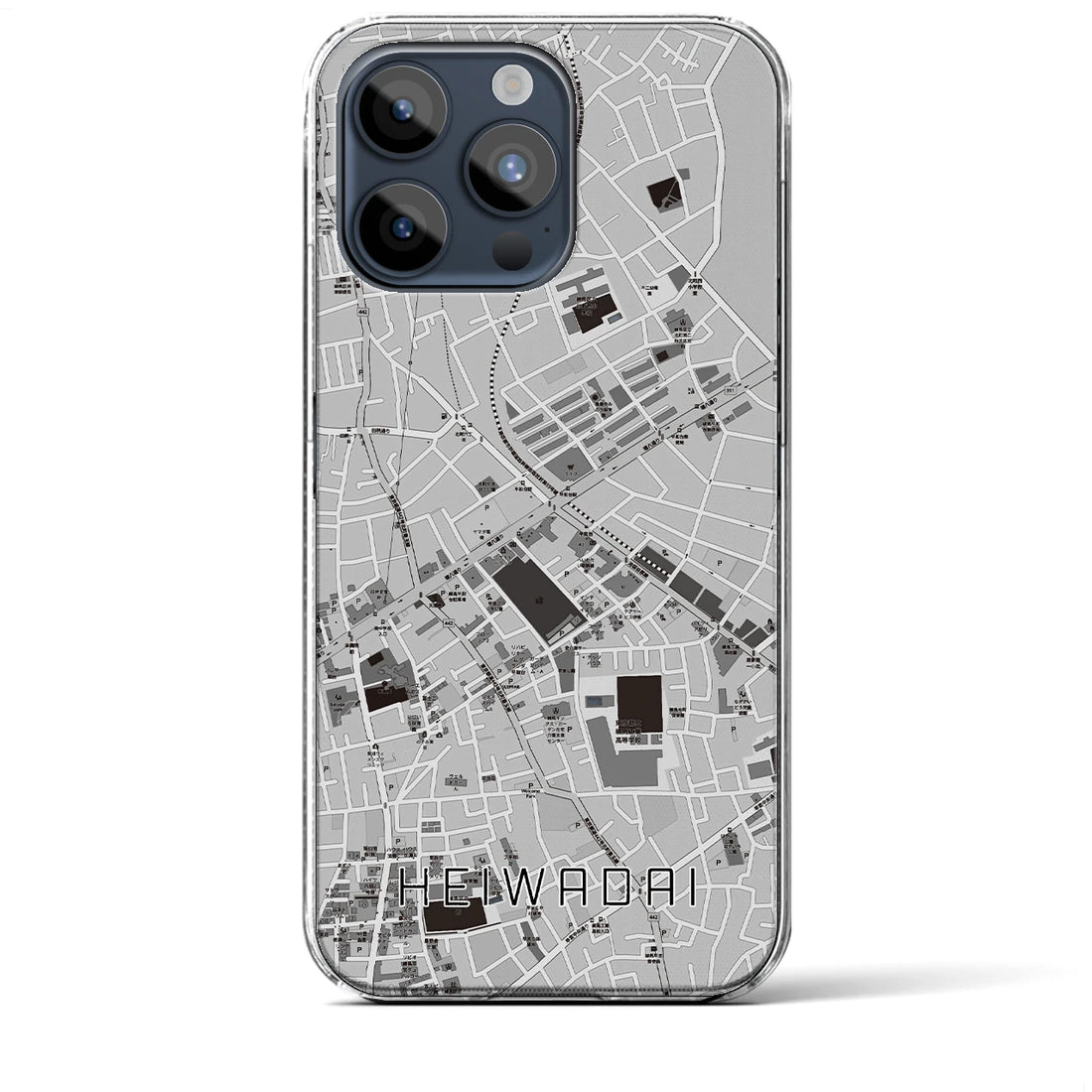 【平和台】地図柄iPhoneケース（クリアタイプ・モノトーン）iPhone 15 Pro Max 用