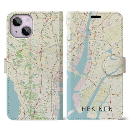 【碧南（愛知県）】地図柄iPhoneケース（手帳タイプ）ナチュラル・iPhone 14 用