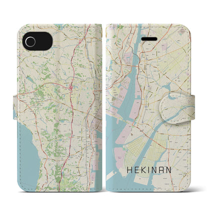 【碧南（愛知県）】地図柄iPhoneケース（手帳タイプ）ナチュラル・iPhone SE（第3 / 第2世代） / 8 / 7 / 6s / 6 用