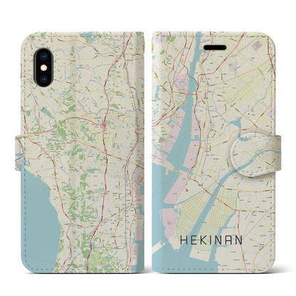 【碧南（愛知県）】地図柄iPhoneケース（手帳タイプ）ナチュラル・iPhone XS / X 用