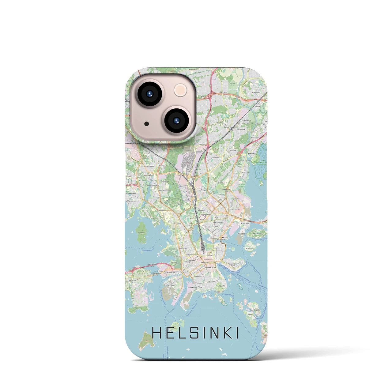 【ヘルシンキ】地図柄iPhoneケース（バックカバータイプ・ナチュラル）iPhone 13 mini 用