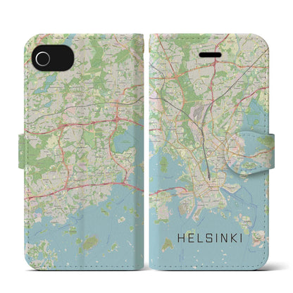 【ヘルシンキ（フィンランド）】地図柄iPhoneケース（手帳タイプ）ナチュラル・iPhone SE（第3 / 第2世代） / 8 / 7 / 6s / 6 用