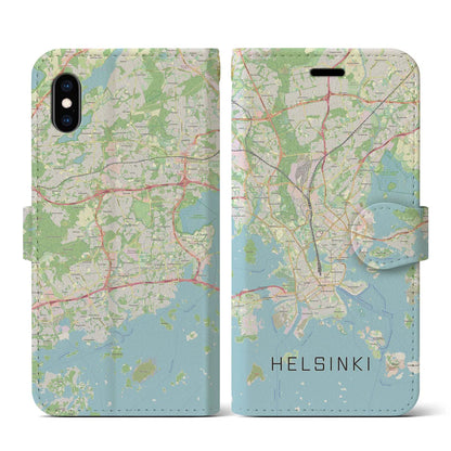 【ヘルシンキ（フィンランド）】地図柄iPhoneケース（手帳タイプ）ナチュラル・iPhone XS / X 用