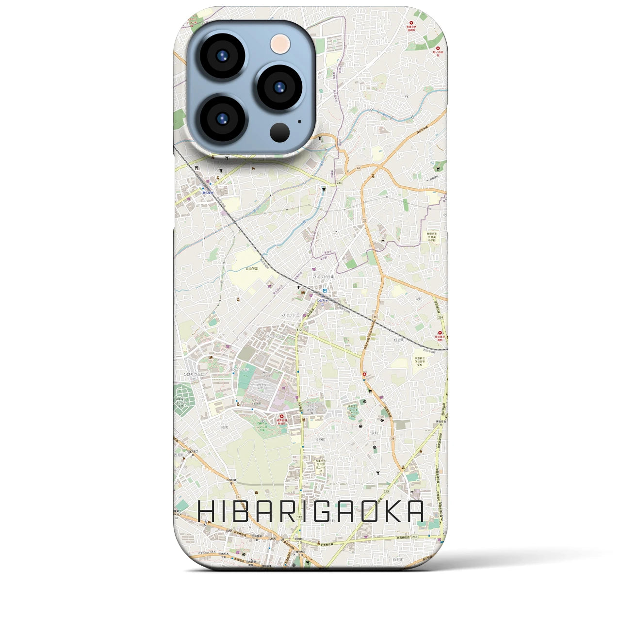 【ひばりヶ丘】地図柄iPhoneケース（バックカバータイプ・ナチュラル）iPhone 13 Pro Max 用