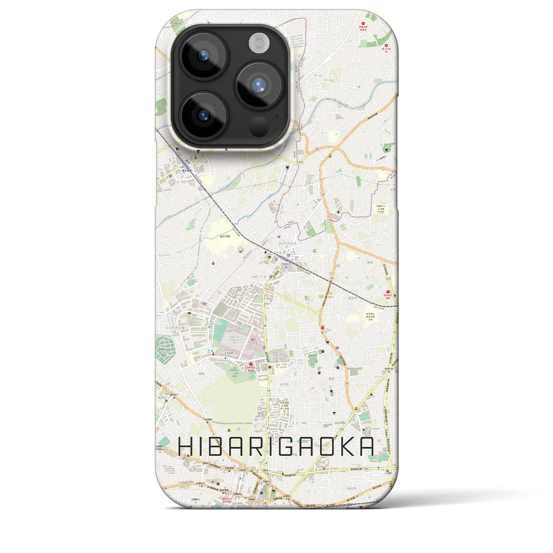 【ひばりヶ丘】地図柄iPhoneケース（バックカバータイプ・ナチュラル）iPhone 15 Pro Max 用