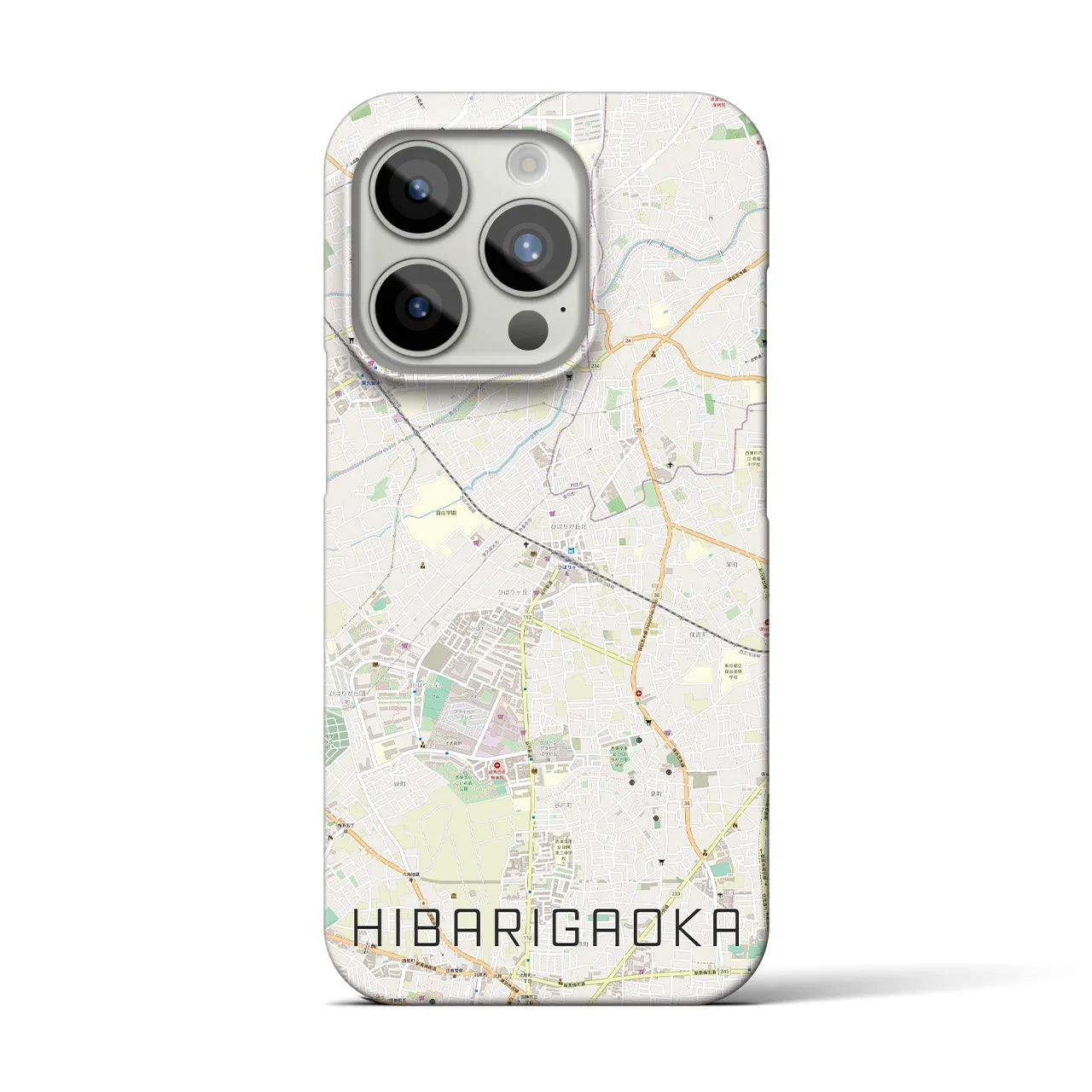 【ひばりヶ丘】地図柄iPhoneケース（バックカバータイプ・ナチュラル）iPhone 15 Pro 用