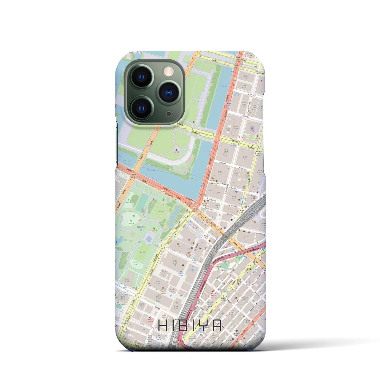【日比谷】地図柄iPhoneケース（バックカバータイプ・ナチュラル）iPhone 11 Pro 用