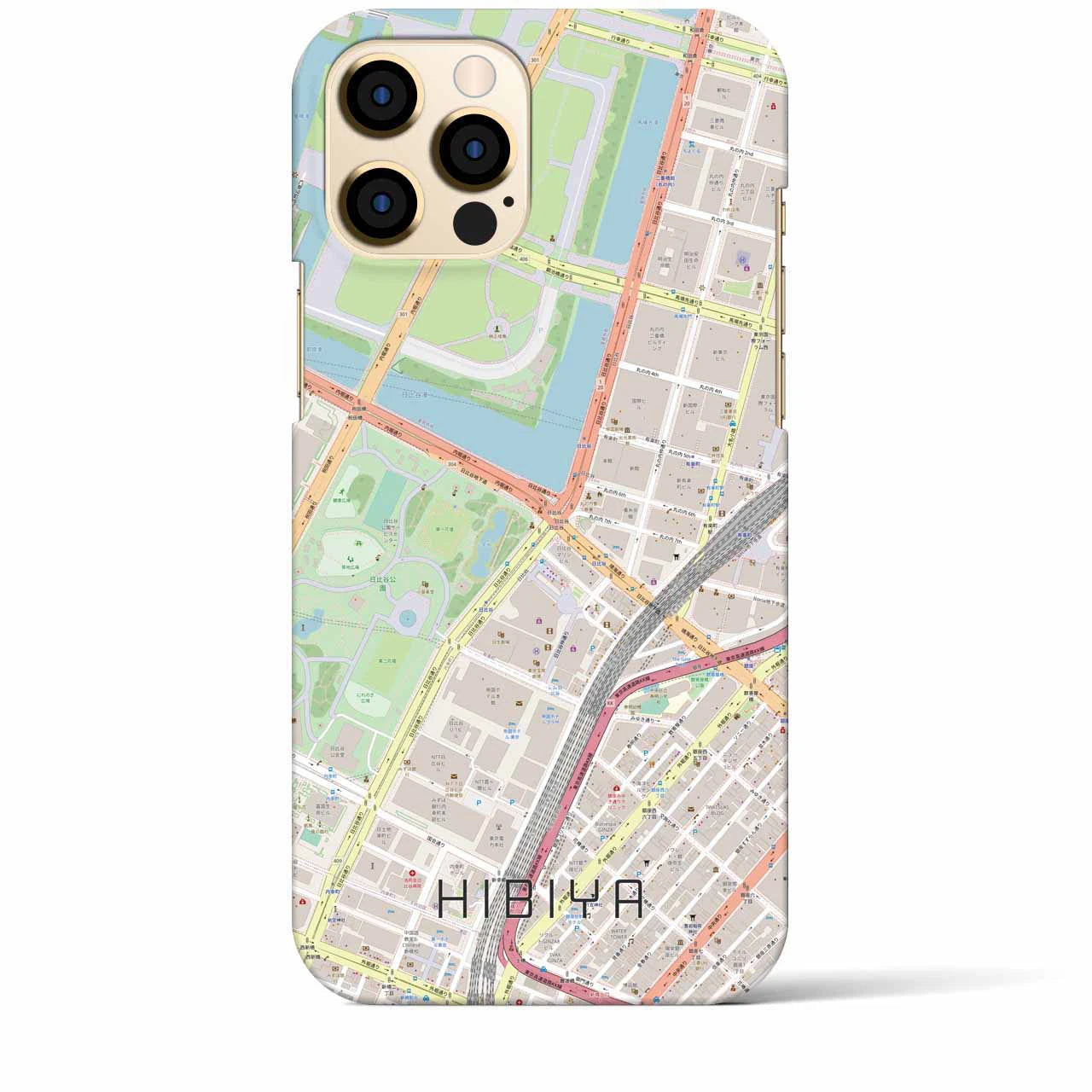 【日比谷】地図柄iPhoneケース（バックカバータイプ・ナチュラル）iPhone 12 Pro Max 用