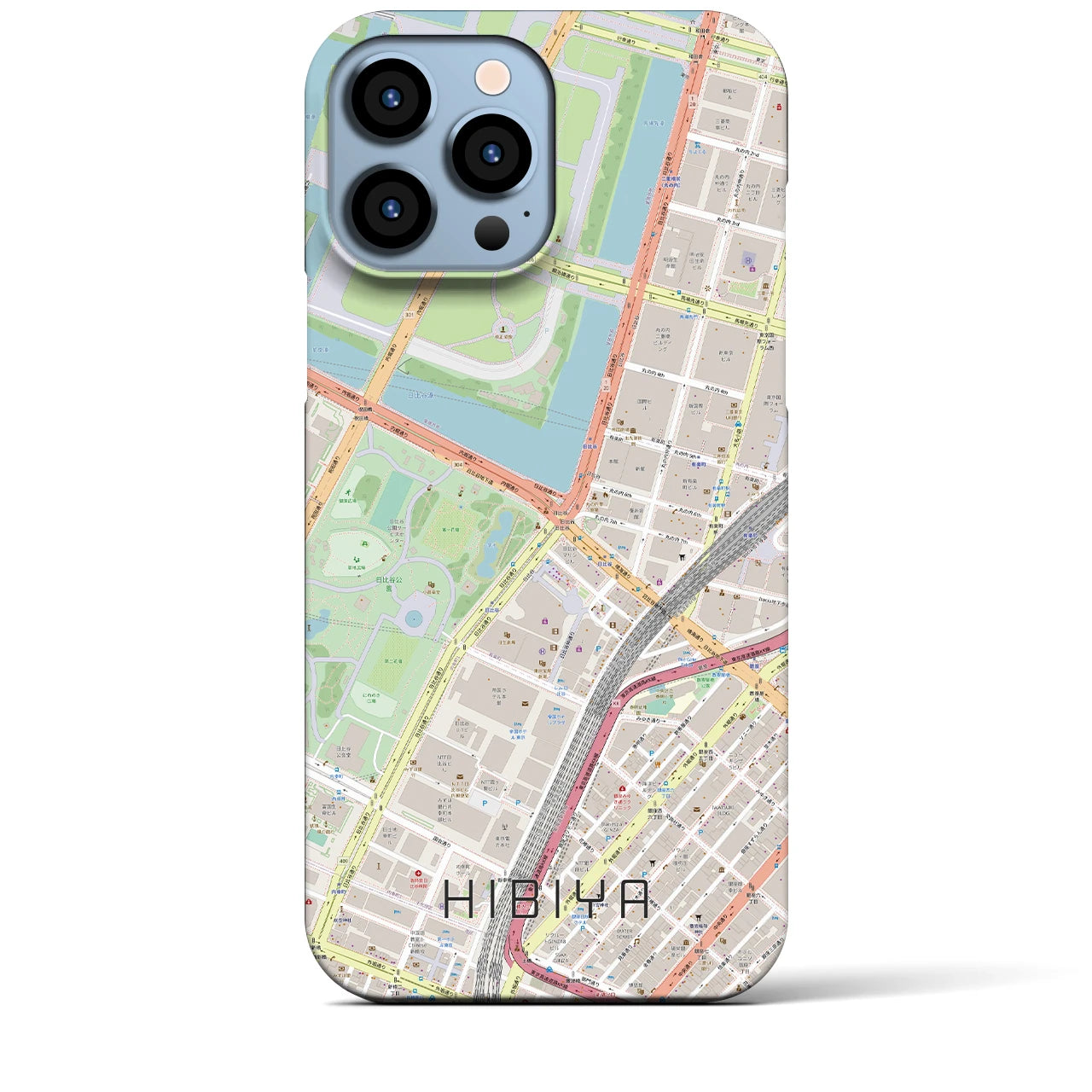 【日比谷】地図柄iPhoneケース（バックカバータイプ・ナチュラル）iPhone 13 Pro Max 用
