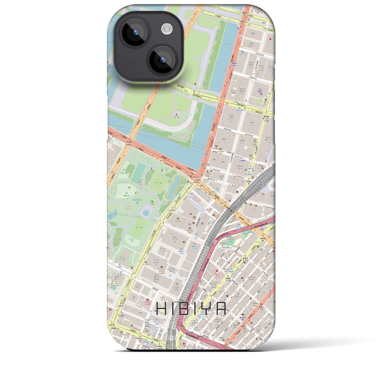 【日比谷】地図柄iPhoneケース（バックカバータイプ・ナチュラル）iPhone 14 Plus 用