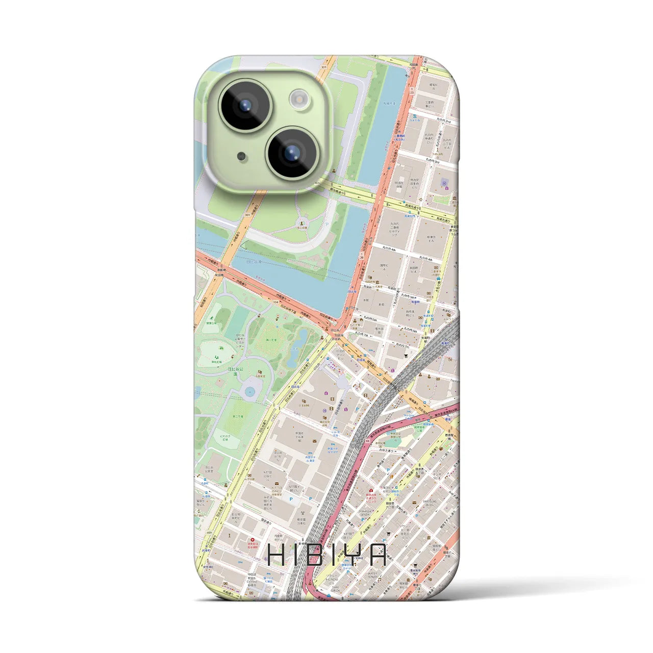 【日比谷】地図柄iPhoneケース（バックカバータイプ・ナチュラル）iPhone 15 用