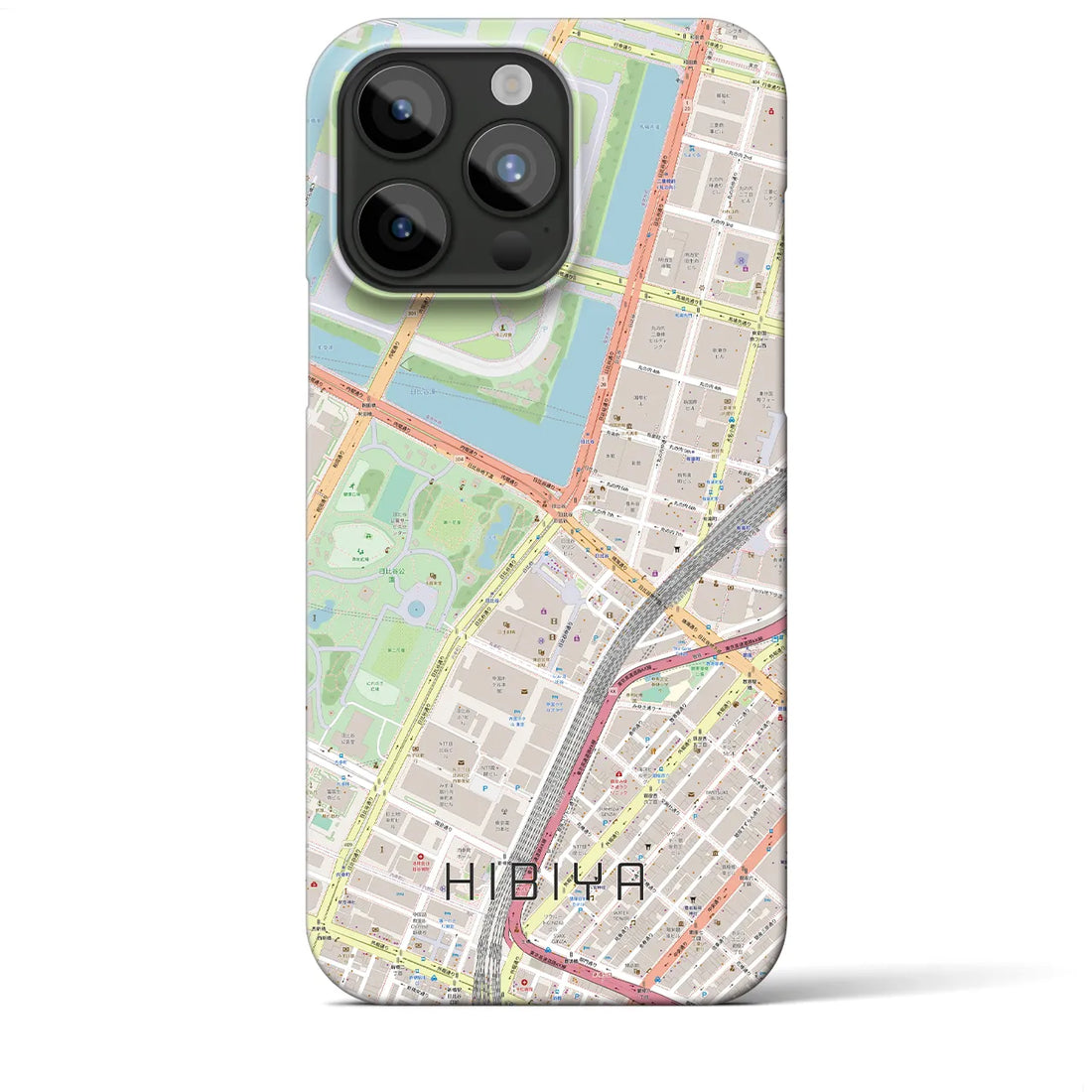 【日比谷】地図柄iPhoneケース（バックカバータイプ・ナチュラル）iPhone 15 Pro Max 用