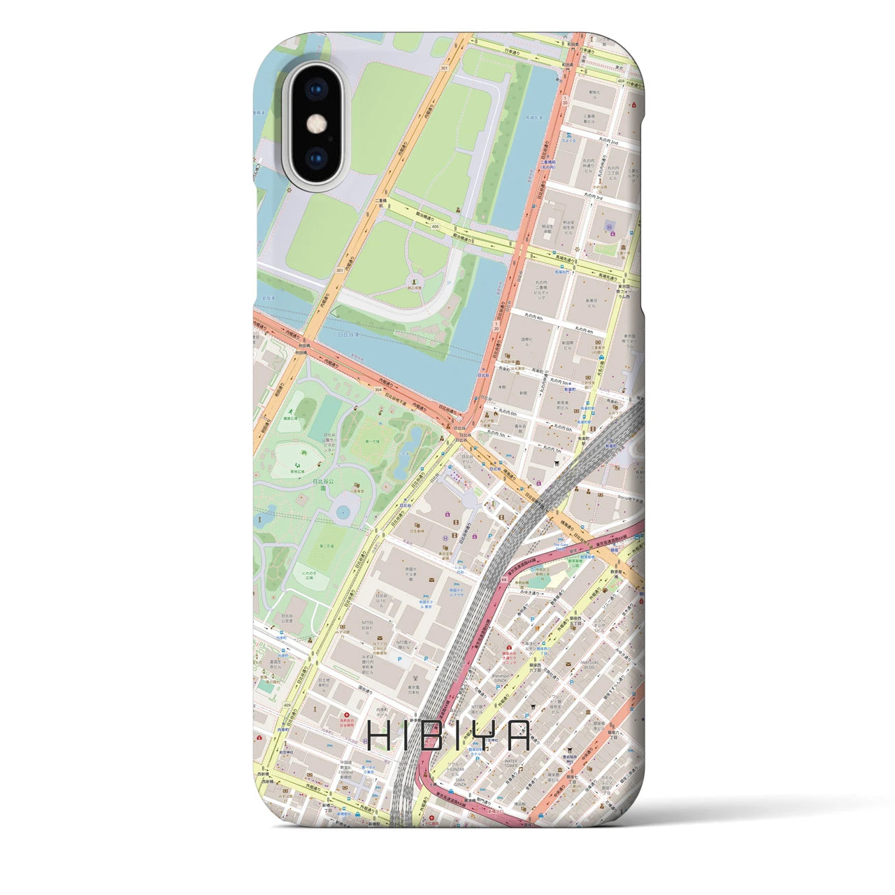 【日比谷】地図柄iPhoneケース（バックカバータイプ・ナチュラル）iPhone XS Max 用
