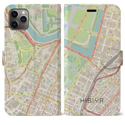 【日比谷（東京都）】地図柄iPhoneケース（手帳タイプ）ナチュラル・iPhone 11 Pro Max 用