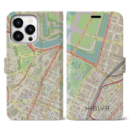 【日比谷（東京都）】地図柄iPhoneケース（手帳タイプ）ナチュラル・iPhone 13 Pro 用