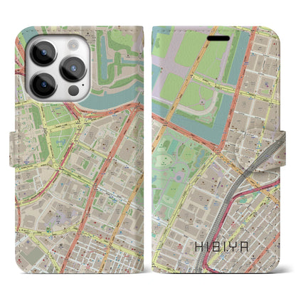 【日比谷（東京都）】地図柄iPhoneケース（手帳タイプ）ナチュラル・iPhone 14 Pro 用