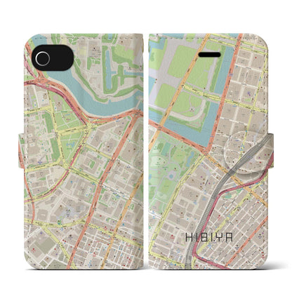 【日比谷（東京都）】地図柄iPhoneケース（手帳タイプ）ナチュラル・iPhone SE（第3 / 第2世代） / 8 / 7 / 6s / 6 用