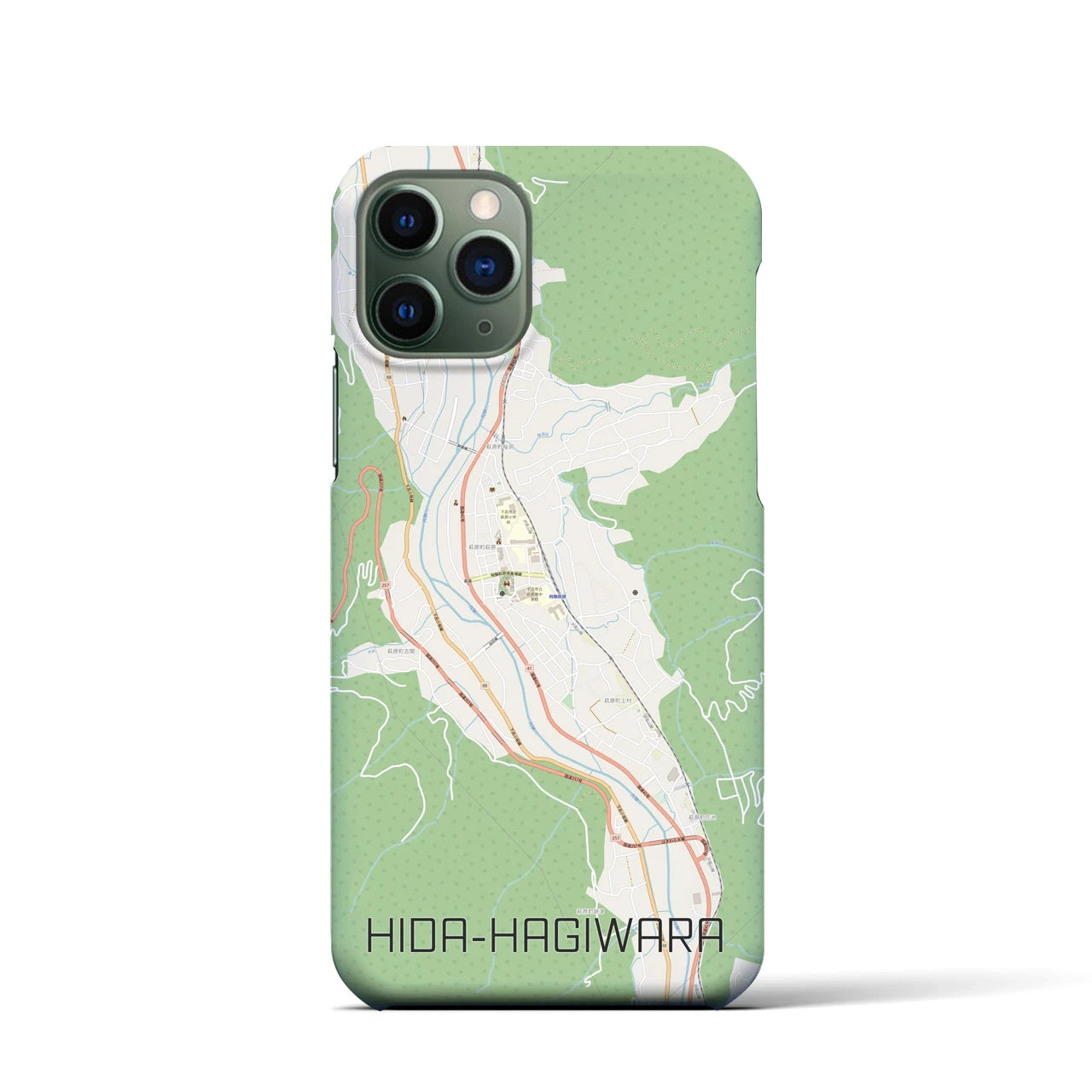 【飛騨萩原】地図柄iPhoneケース（バックカバータイプ・ナチュラル）iPhone 11 Pro 用