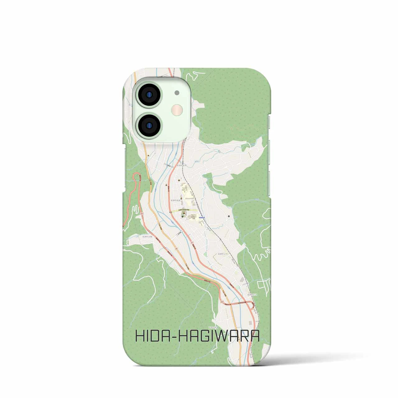 【飛騨萩原】地図柄iPhoneケース（バックカバータイプ・ナチュラル）iPhone 12 mini 用