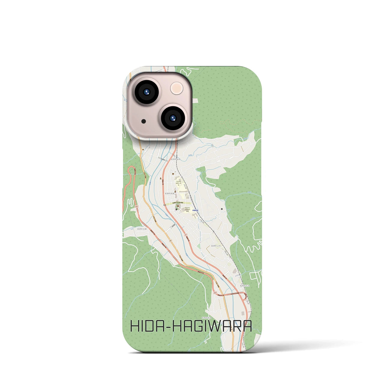 【飛騨萩原】地図柄iPhoneケース（バックカバータイプ・ナチュラル）iPhone 13 mini 用