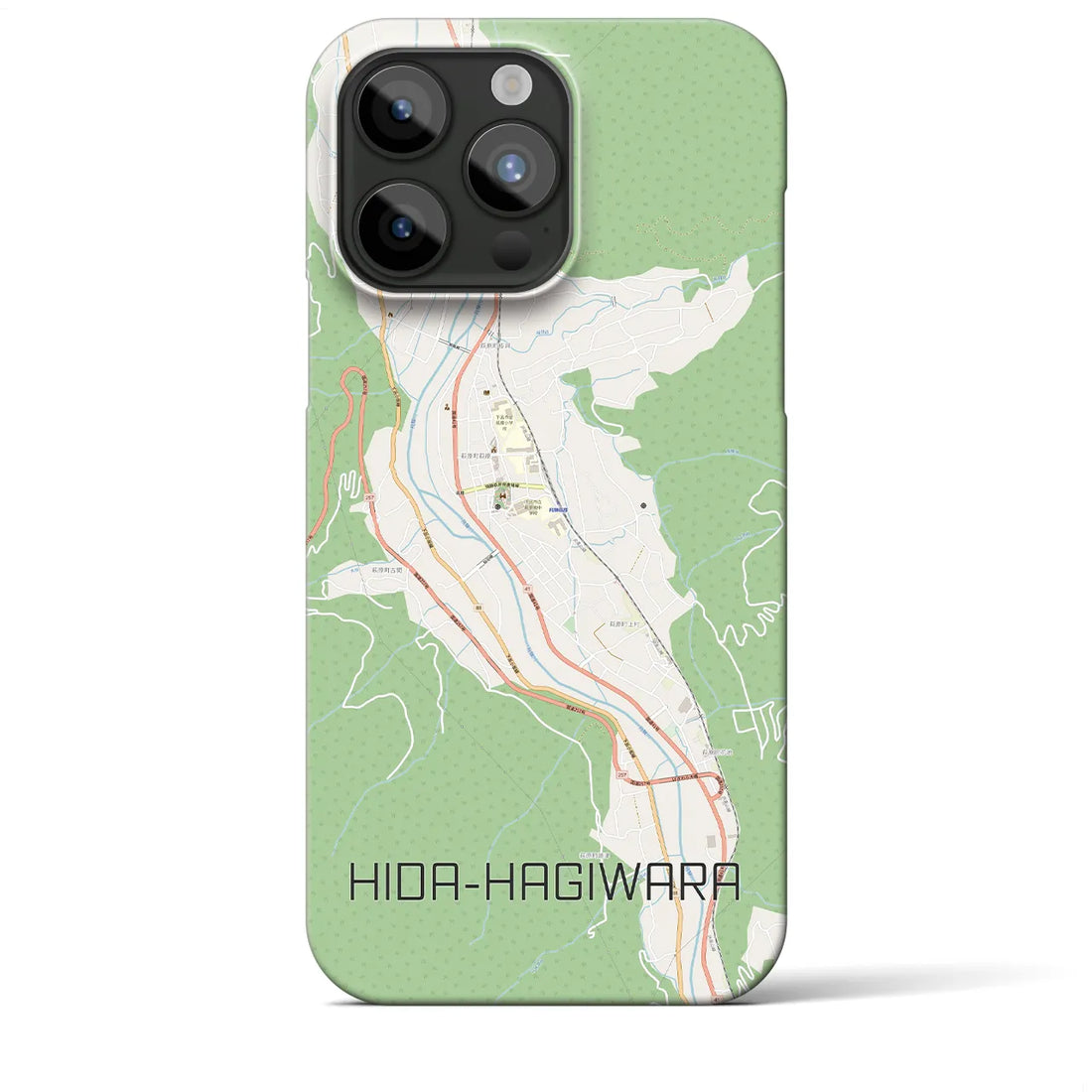 【飛騨萩原】地図柄iPhoneケース（バックカバータイプ・ナチュラル）iPhone 15 Pro Max 用