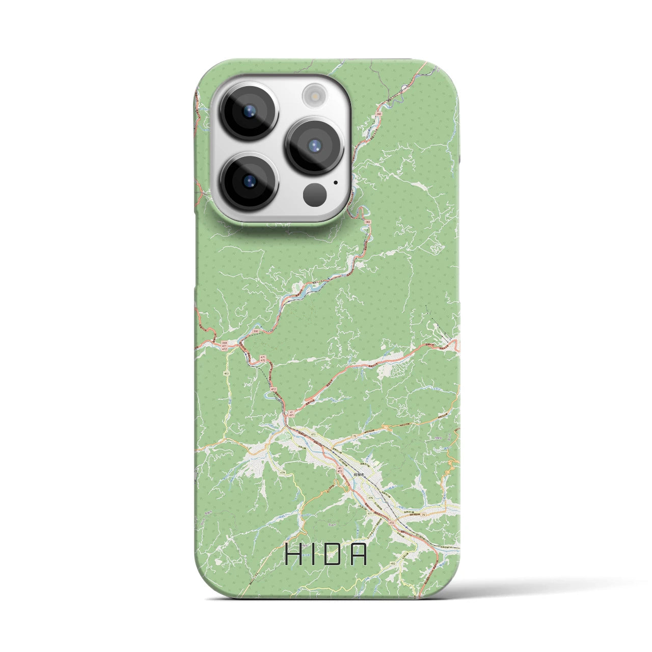 【飛騨】地図柄iPhoneケース（バックカバータイプ・ナチュラル）iPhone 14 Pro 用