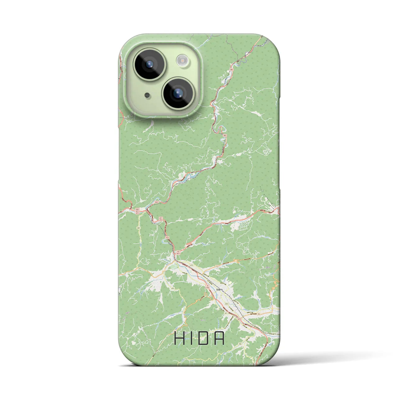 【飛騨】地図柄iPhoneケース（バックカバータイプ・ナチュラル）iPhone 15 用