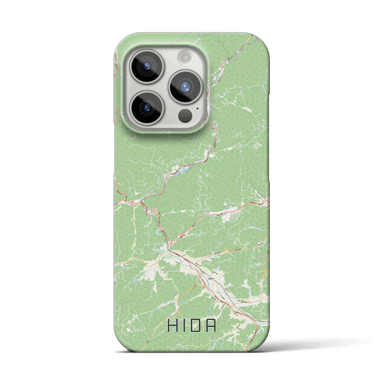 【飛騨】地図柄iPhoneケース（バックカバータイプ・ナチュラル）iPhone 15 Pro 用