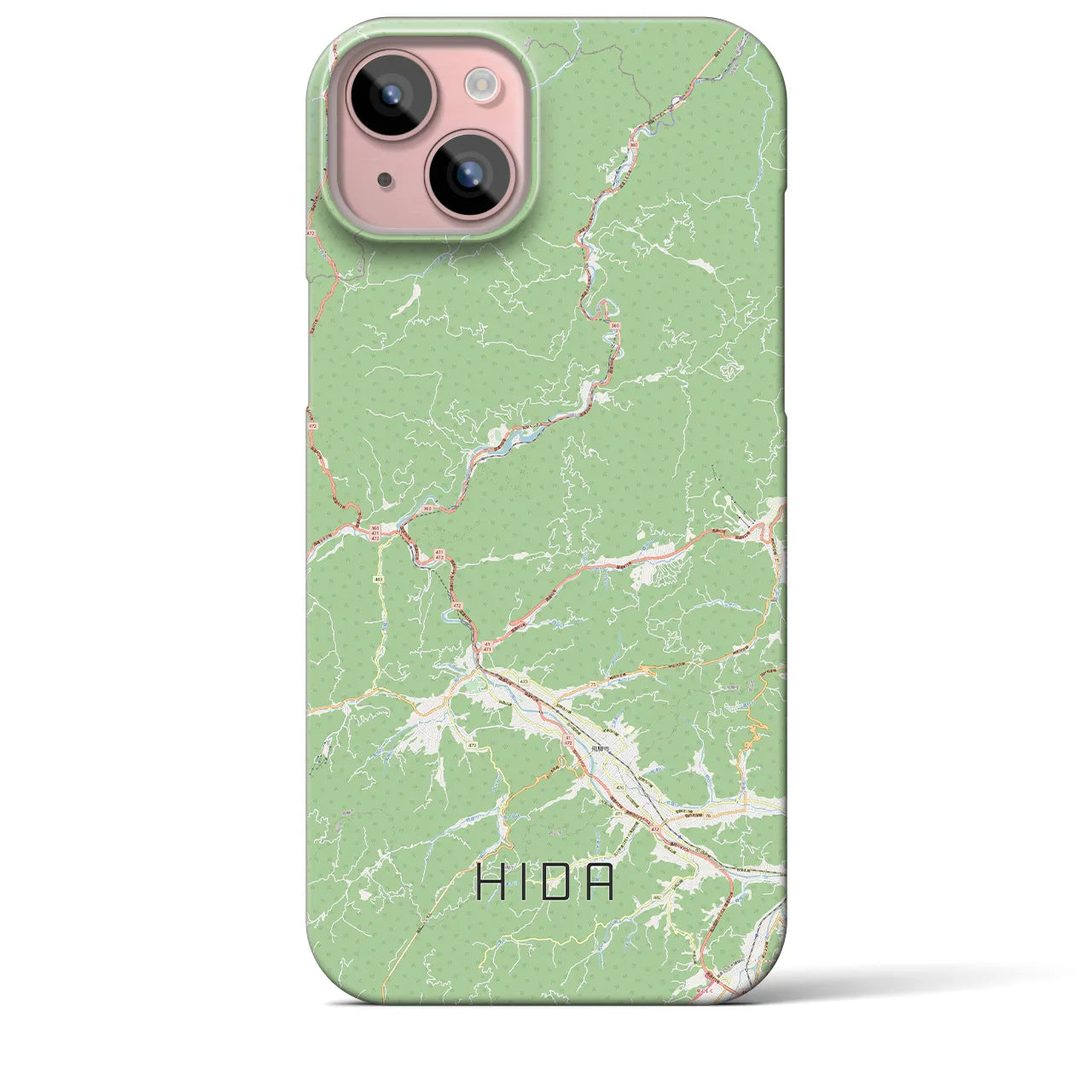 【飛騨】地図柄iPhoneケース（バックカバータイプ・ナチュラル）iPhone 15 Plus 用