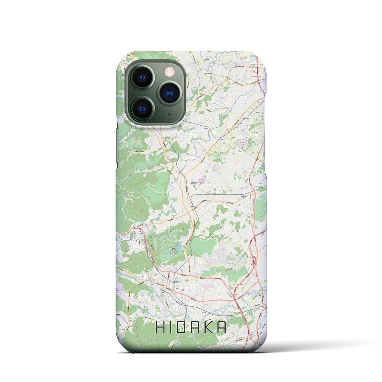 【日高】地図柄iPhoneケース（バックカバータイプ・ナチュラル）iPhone 11 Pro 用