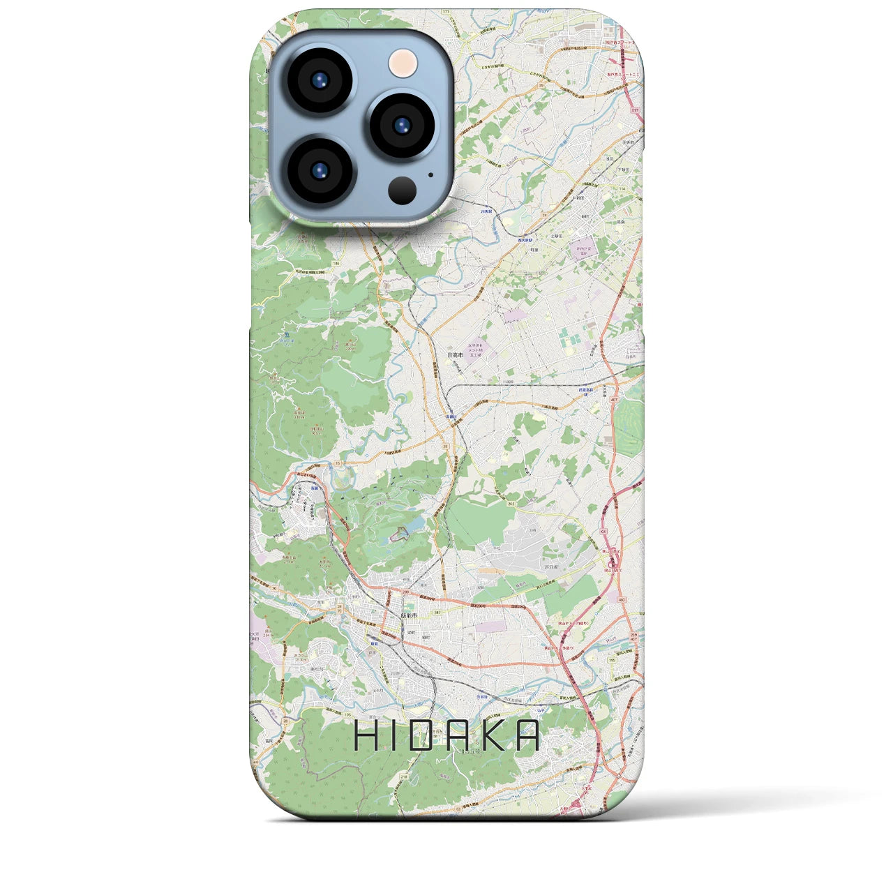 【日高】地図柄iPhoneケース（バックカバータイプ・ナチュラル）iPhone 13 Pro Max 用