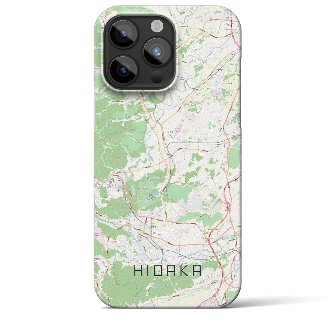 【日高】地図柄iPhoneケース（バックカバータイプ・ナチュラル）iPhone 15 Pro Max 用