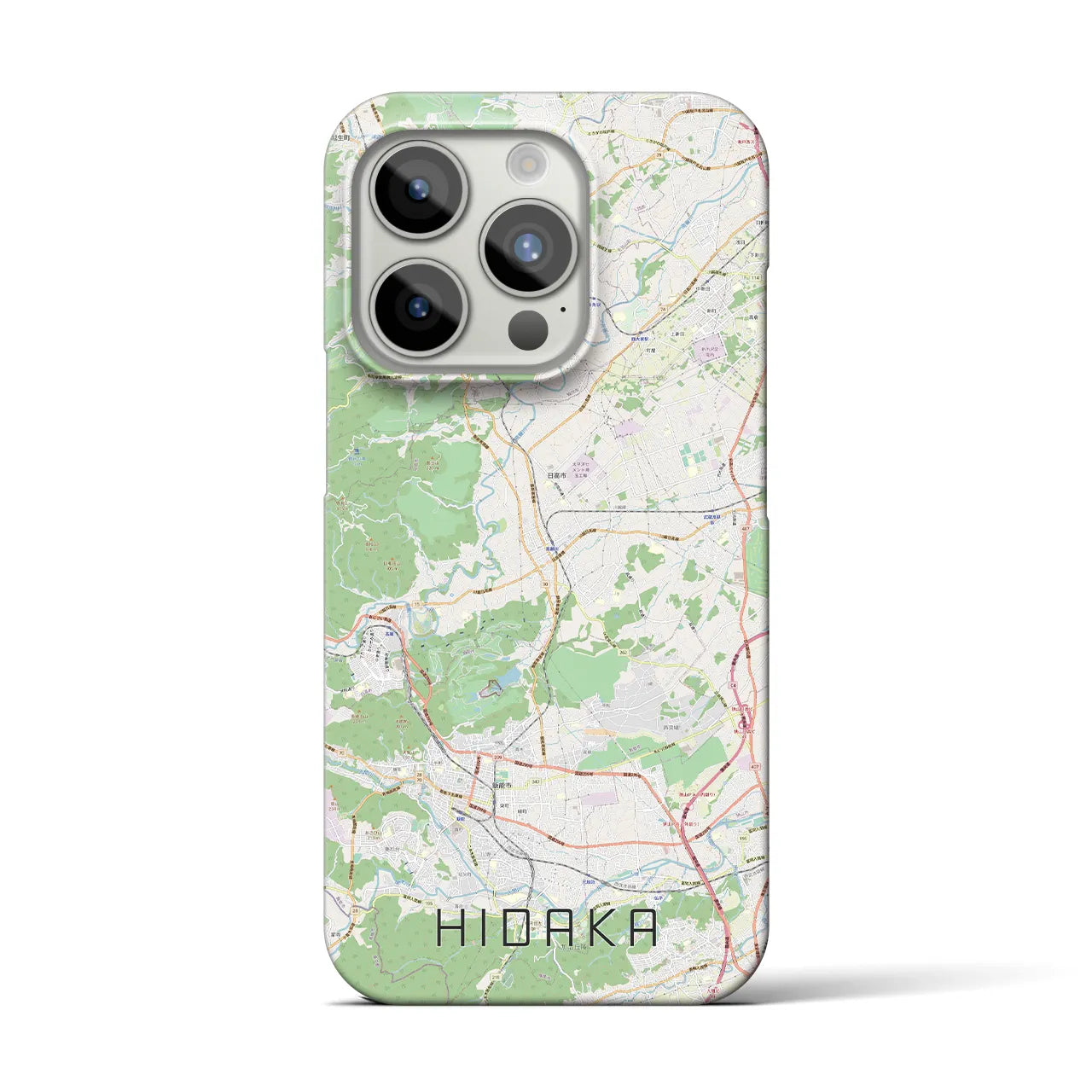 【日高】地図柄iPhoneケース（バックカバータイプ・ナチュラル）iPhone 15 Pro 用