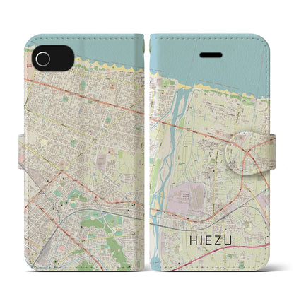 【日吉津（鳥取県）】地図柄iPhoneケース（手帳タイプ）ナチュラル・iPhone SE（第3 / 第2世代） / 8 / 7 / 6s / 6 用