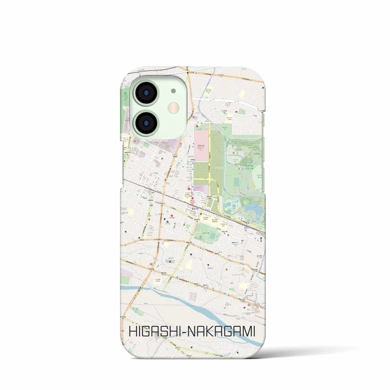 【東中神】地図柄iPhoneケース（バックカバータイプ・ナチュラル）iPhone 12 mini 用