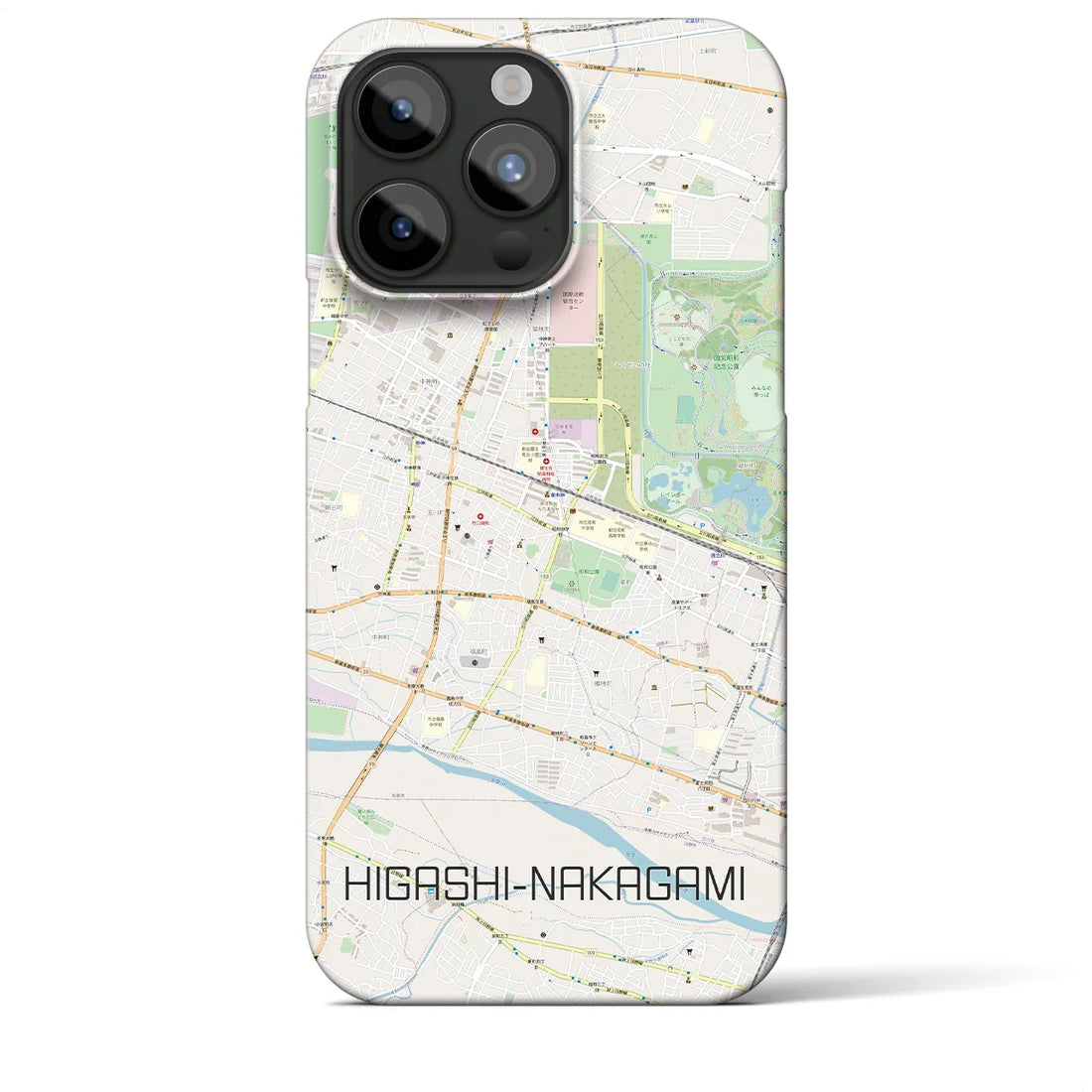 【東中神】地図柄iPhoneケース（バックカバータイプ・ナチュラル）iPhone 15 Pro Max 用