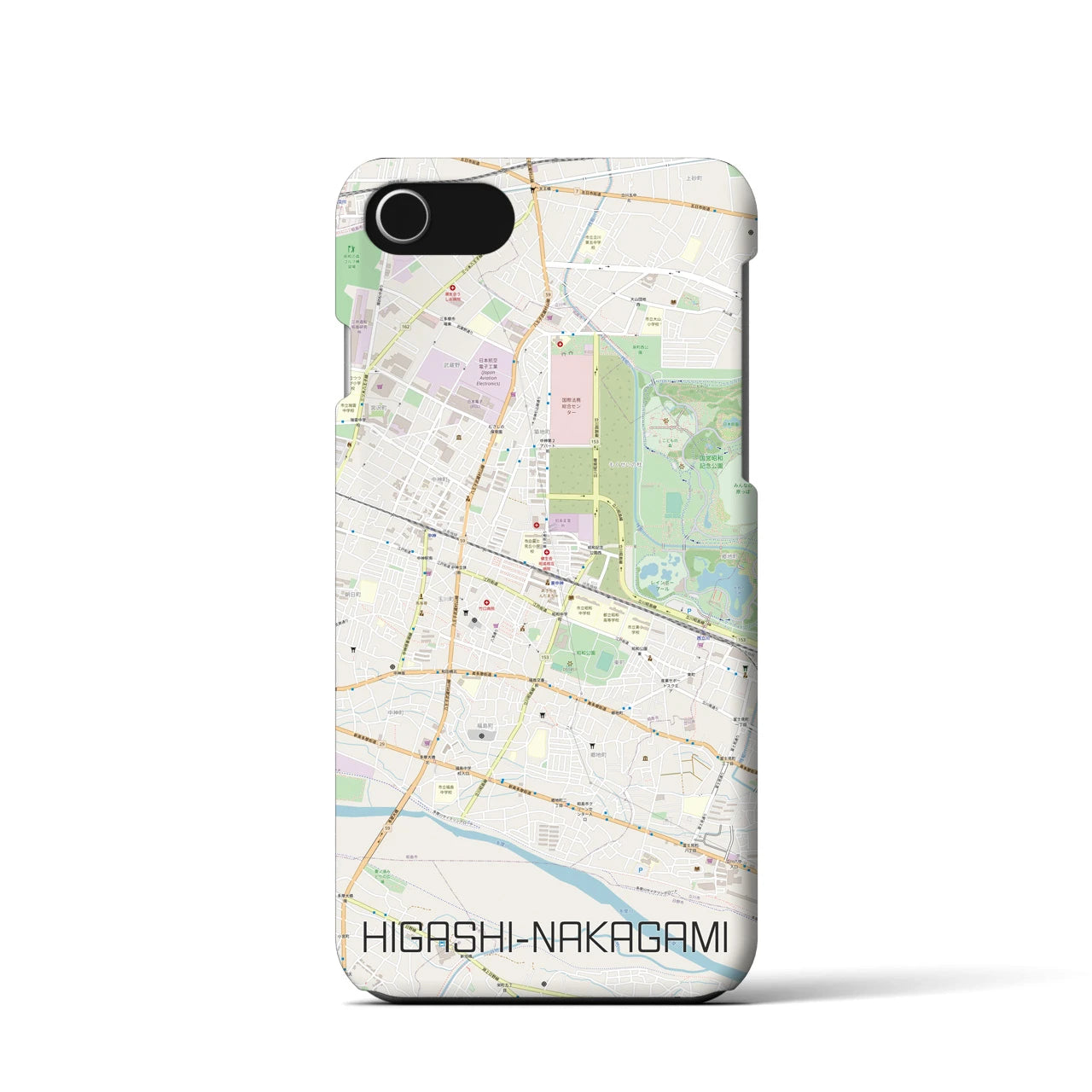 【東中神】地図柄iPhoneケース（バックカバータイプ・ナチュラル）iPhone SE（第3 / 第2世代） / 8 / 7 / 6s / 6 用