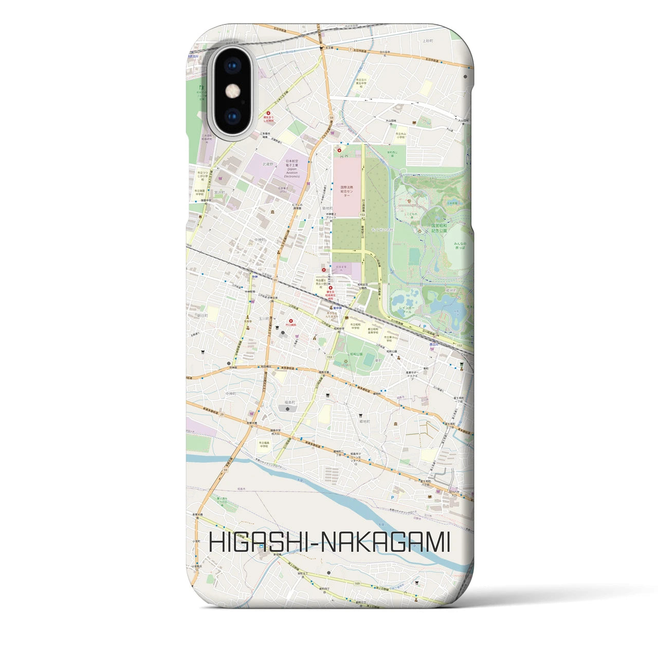 【東中神】地図柄iPhoneケース（バックカバータイプ・ナチュラル）iPhone XS Max 用