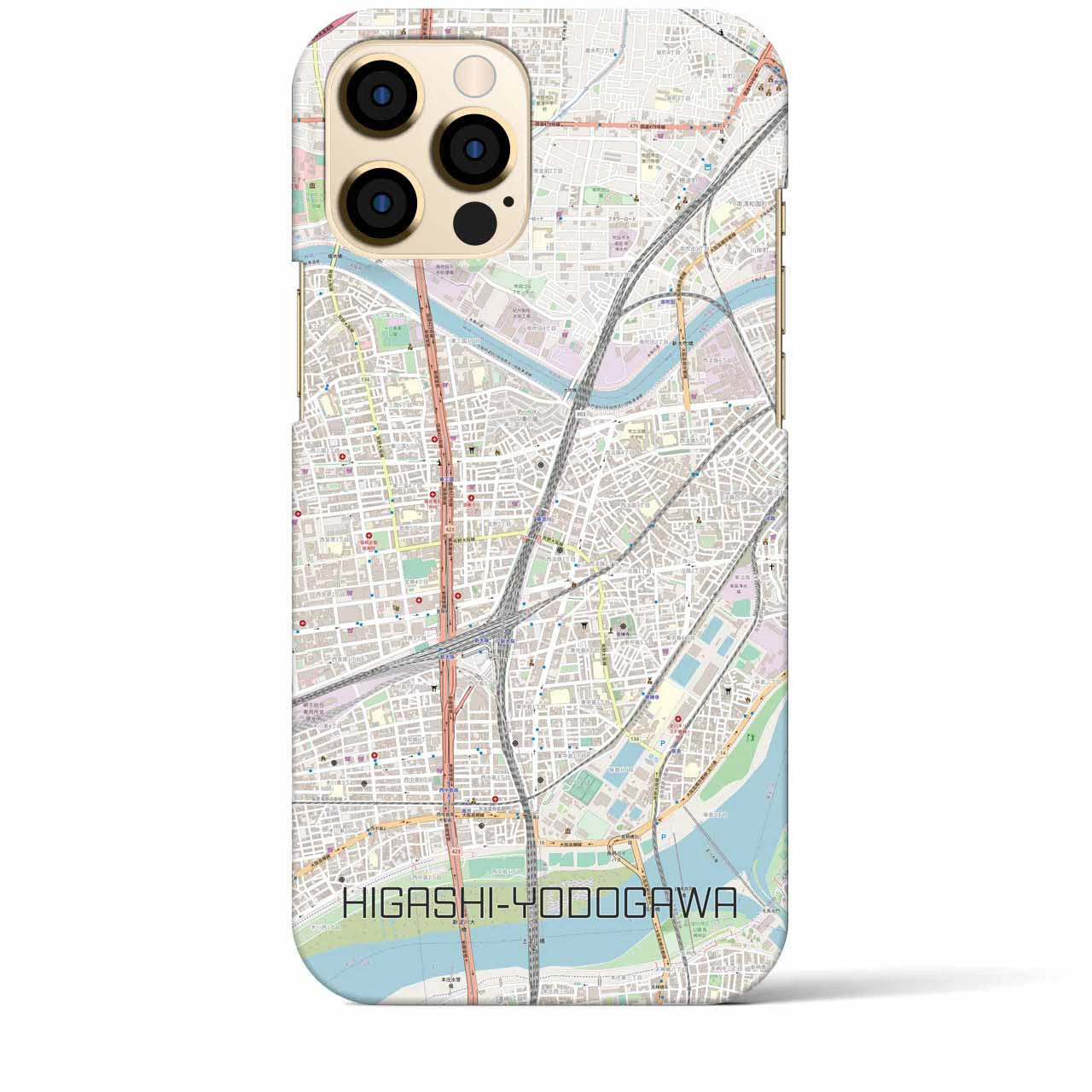 【東淀川】地図柄iPhoneケース（バックカバータイプ・ナチュラル）iPhone 12 Pro Max 用