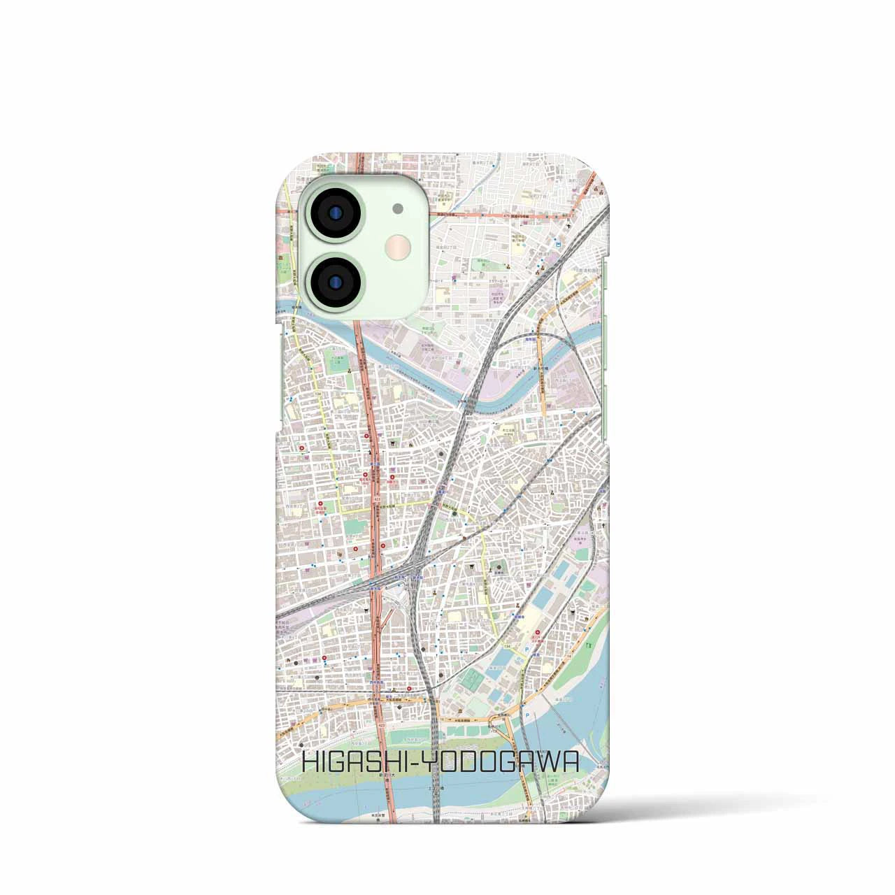 【東淀川】地図柄iPhoneケース（バックカバータイプ・ナチュラル）iPhone 12 mini 用