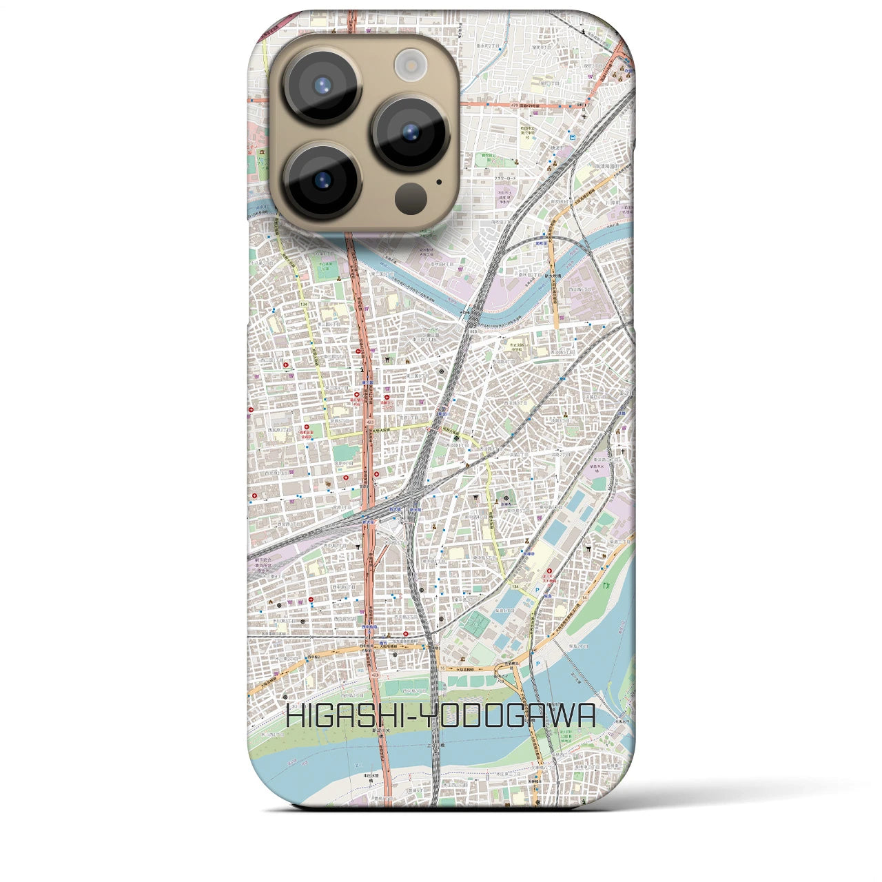 【東淀川】地図柄iPhoneケース（バックカバータイプ・ナチュラル）iPhone 14 Pro Max 用