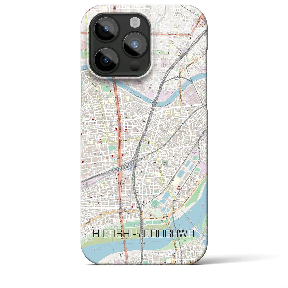 【東淀川】地図柄iPhoneケース（バックカバータイプ・ナチュラル）iPhone 15 Pro Max 用