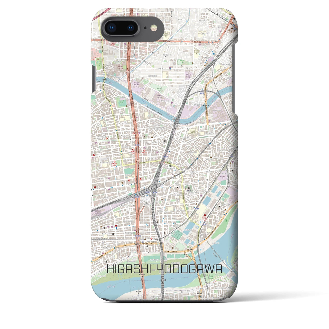 【東淀川】地図柄iPhoneケース（バックカバータイプ・ナチュラル）iPhone 8Plus /7Plus / 6sPlus / 6Plus 用