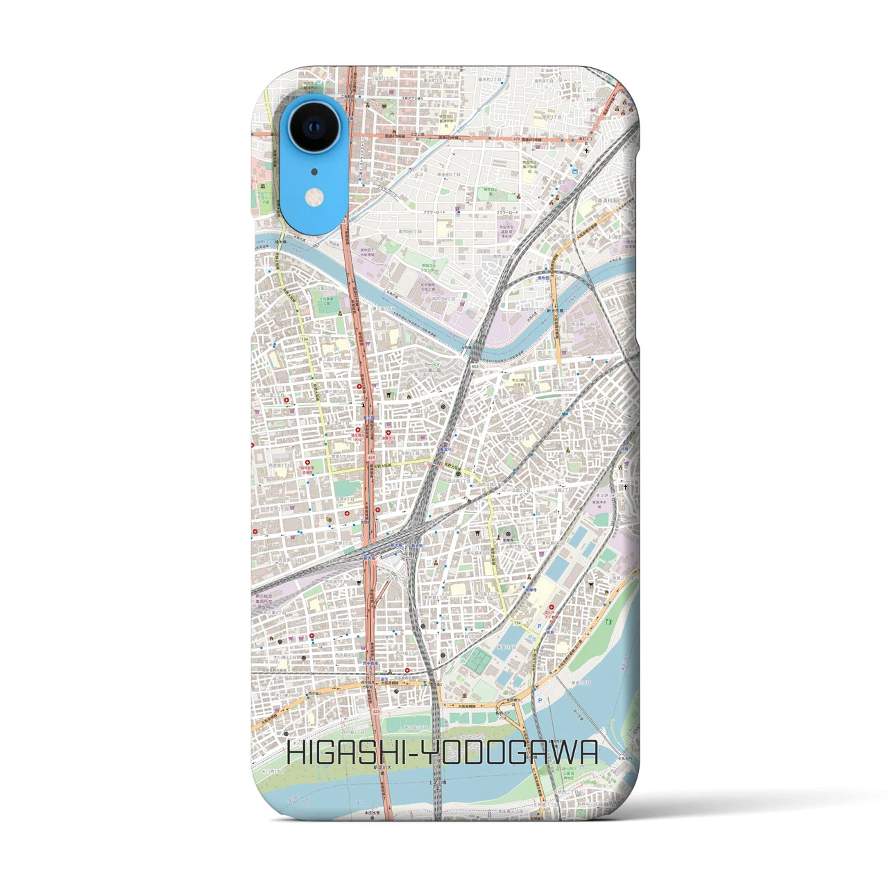 【東淀川】地図柄iPhoneケース（バックカバータイプ・ナチュラル）iPhone XR 用