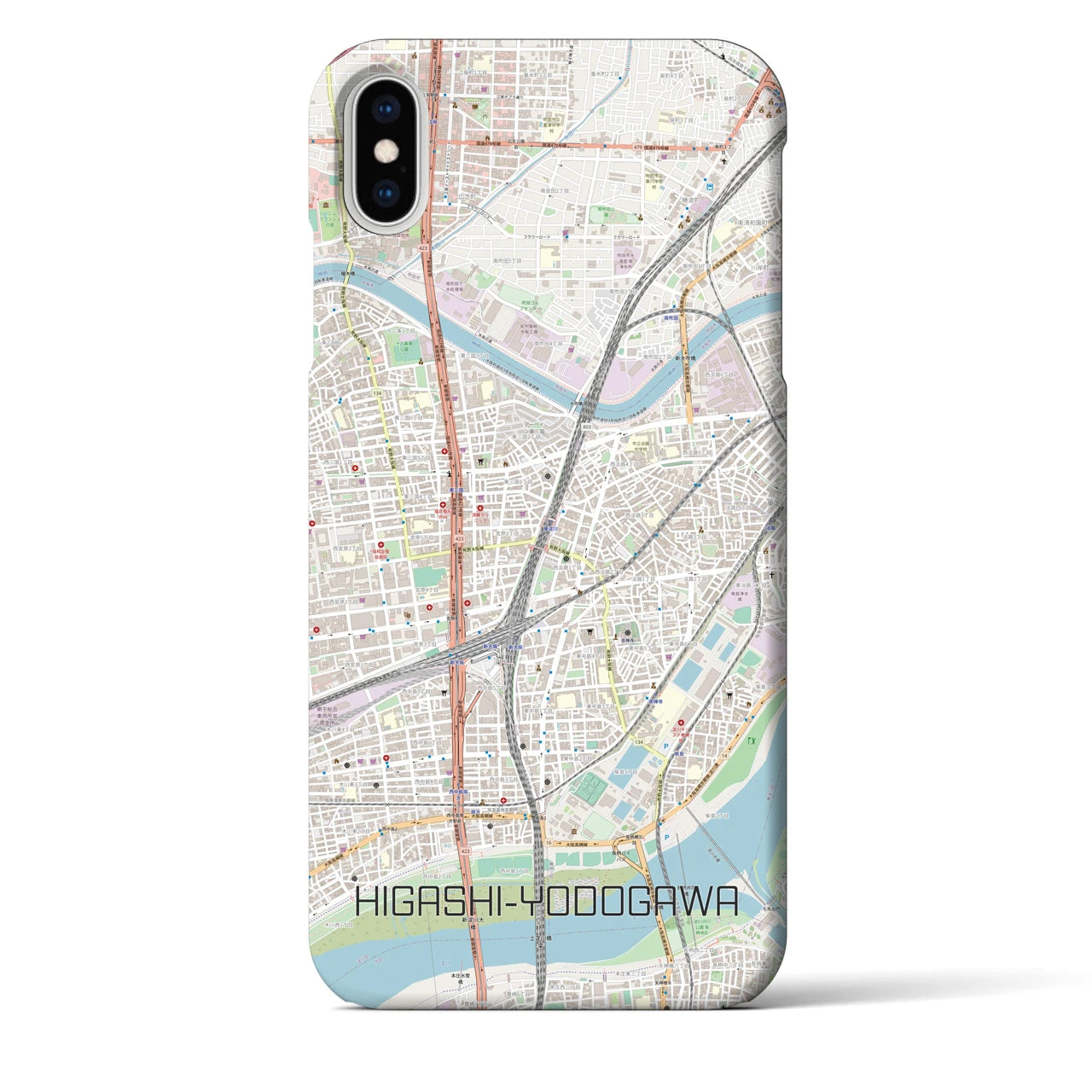 【東淀川】地図柄iPhoneケース（バックカバータイプ・ナチュラル）iPhone XS Max 用
