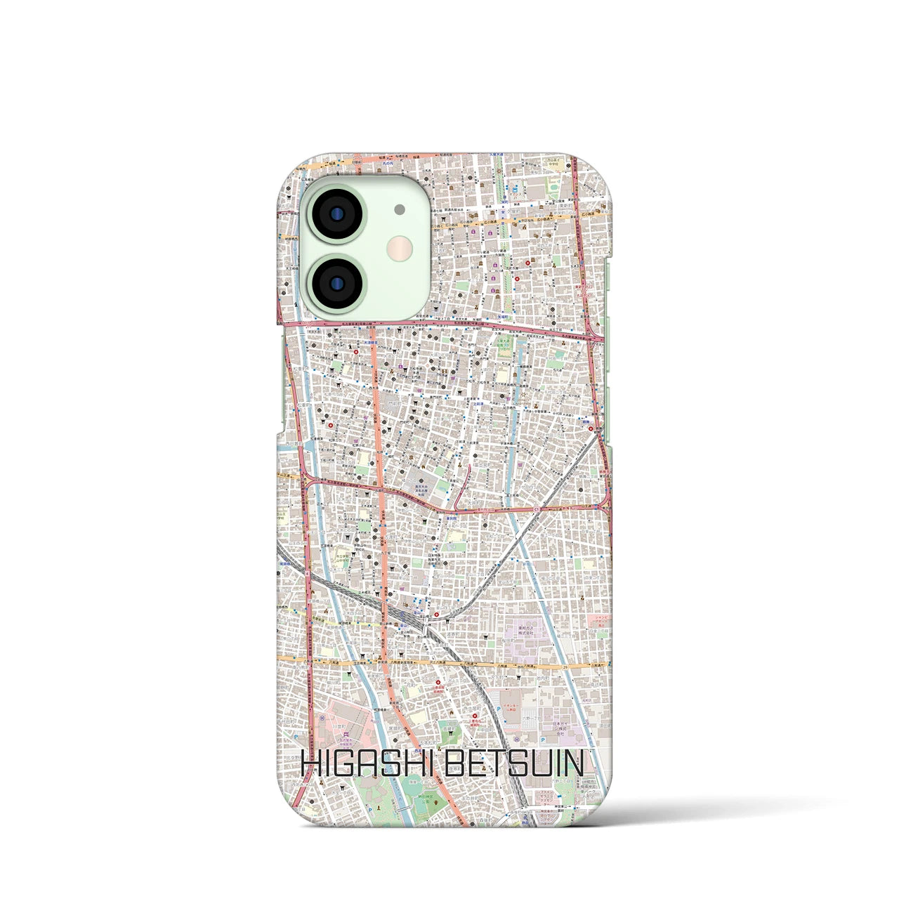 【東別院】地図柄iPhoneケース（バックカバータイプ・ナチュラル）iPhone 12 mini 用