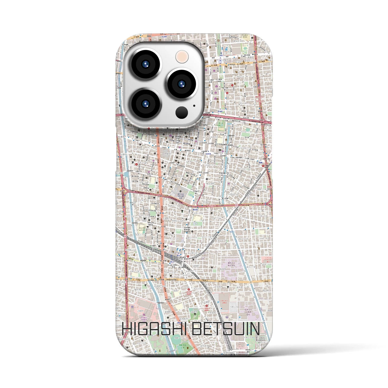 【東別院】地図柄iPhoneケース（バックカバータイプ・ナチュラル）iPhone 13 Pro 用