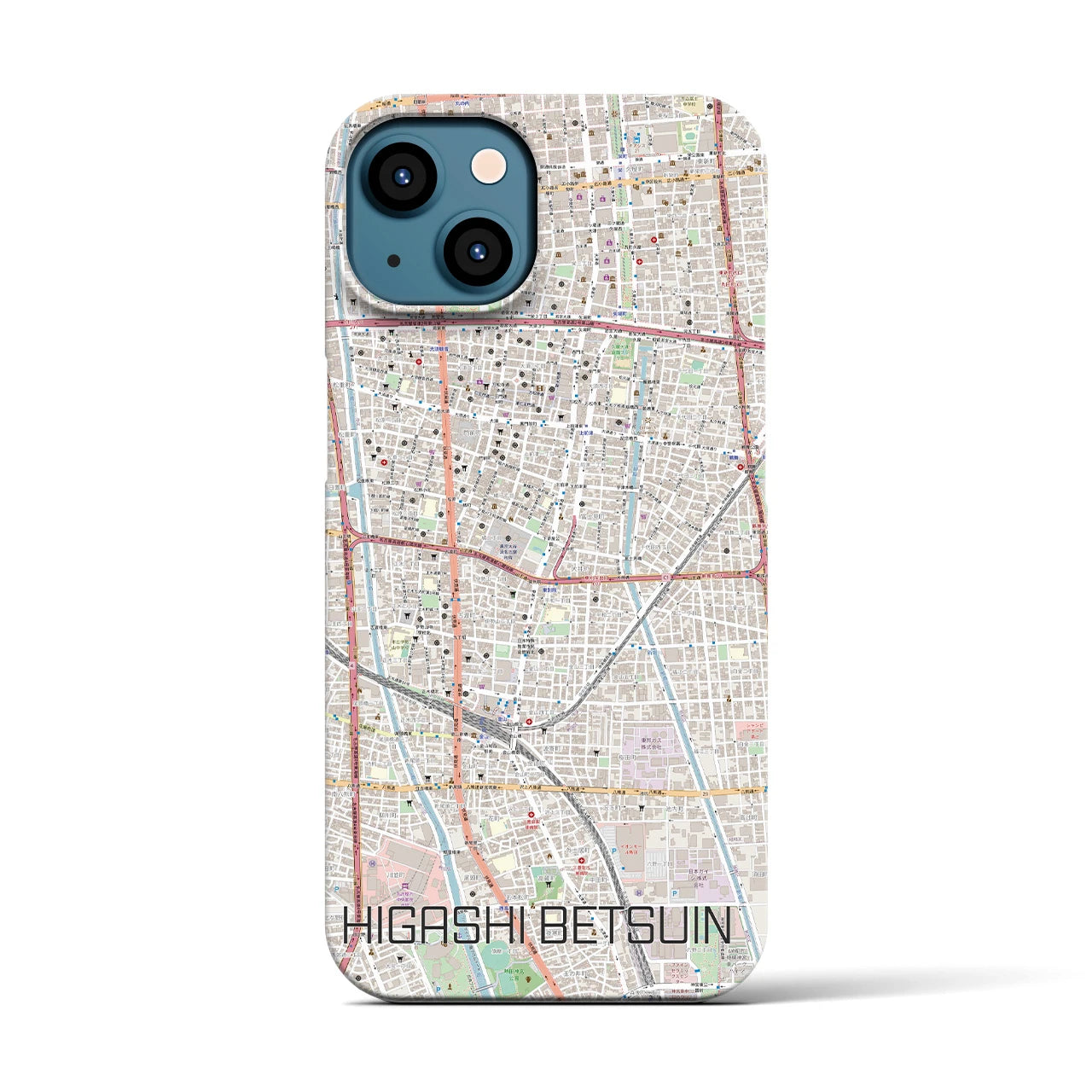 【東別院】地図柄iPhoneケース（バックカバータイプ・ナチュラル）iPhone 13 用