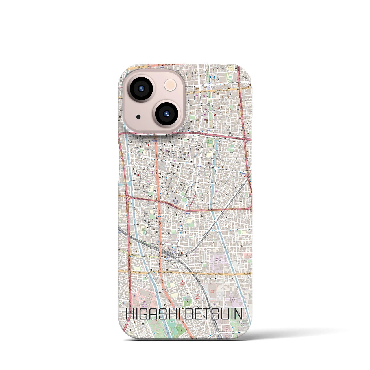 【東別院】地図柄iPhoneケース（バックカバータイプ・ナチュラル）iPhone 13 mini 用